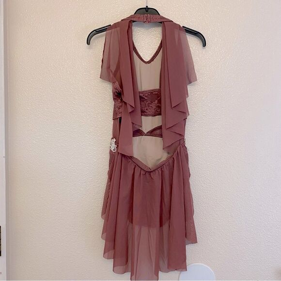 Weissman Elite dance costume mauve mesh lace Everybody Hurts SL12282 MA adult - Picture 3 of 11